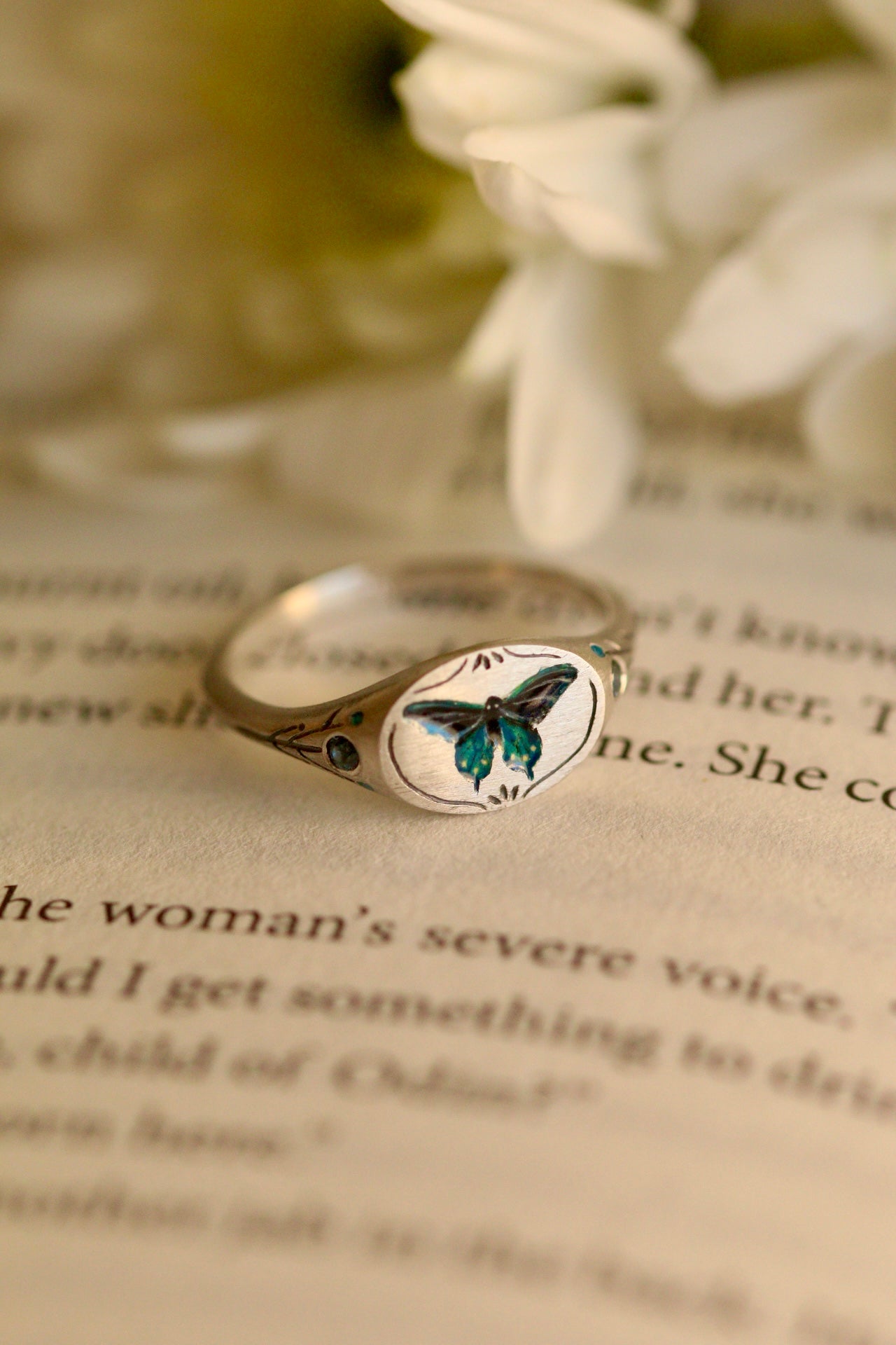 Pipevine swallowtail signet ring- US size 6 3/4