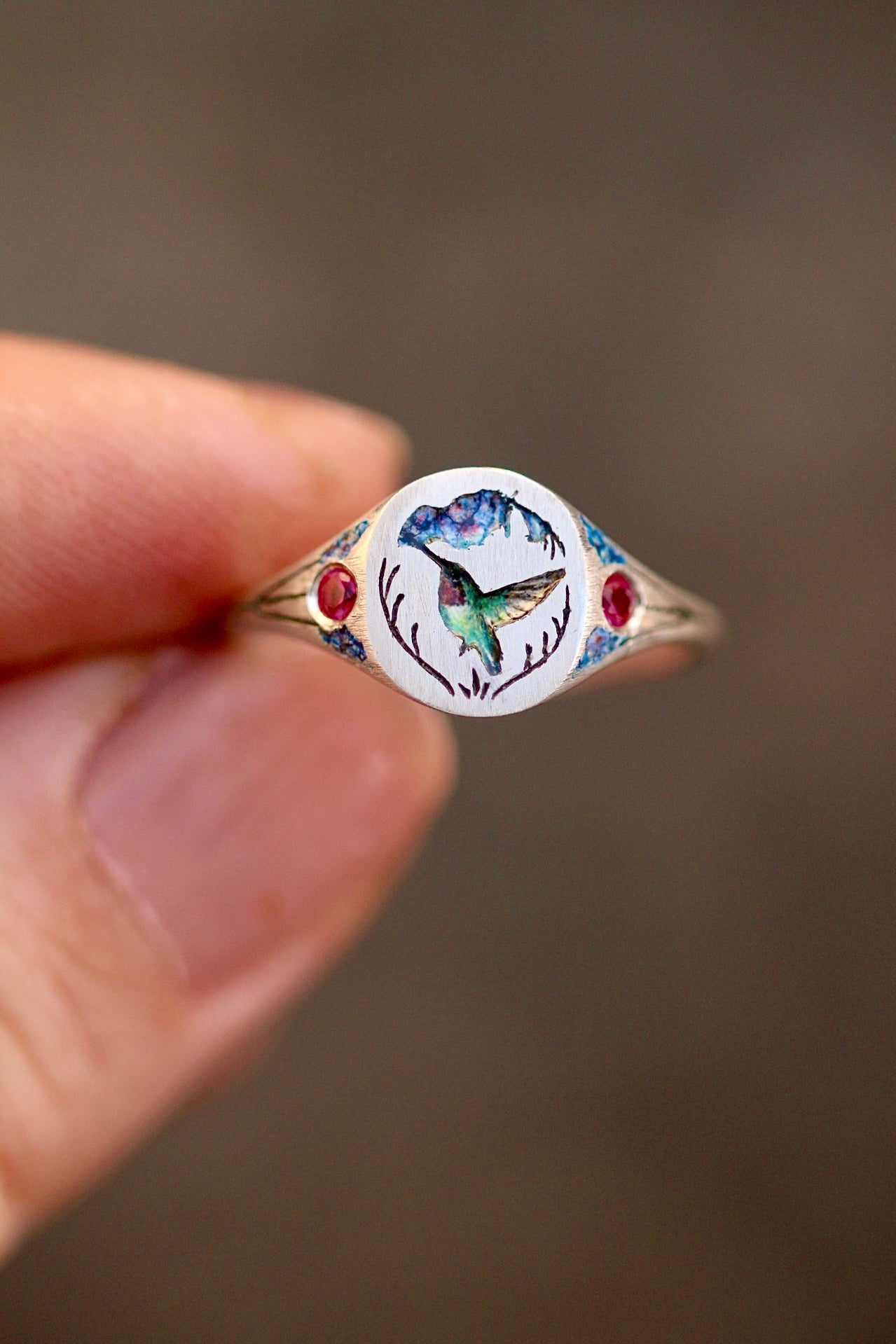 Enamel signet ring preorder