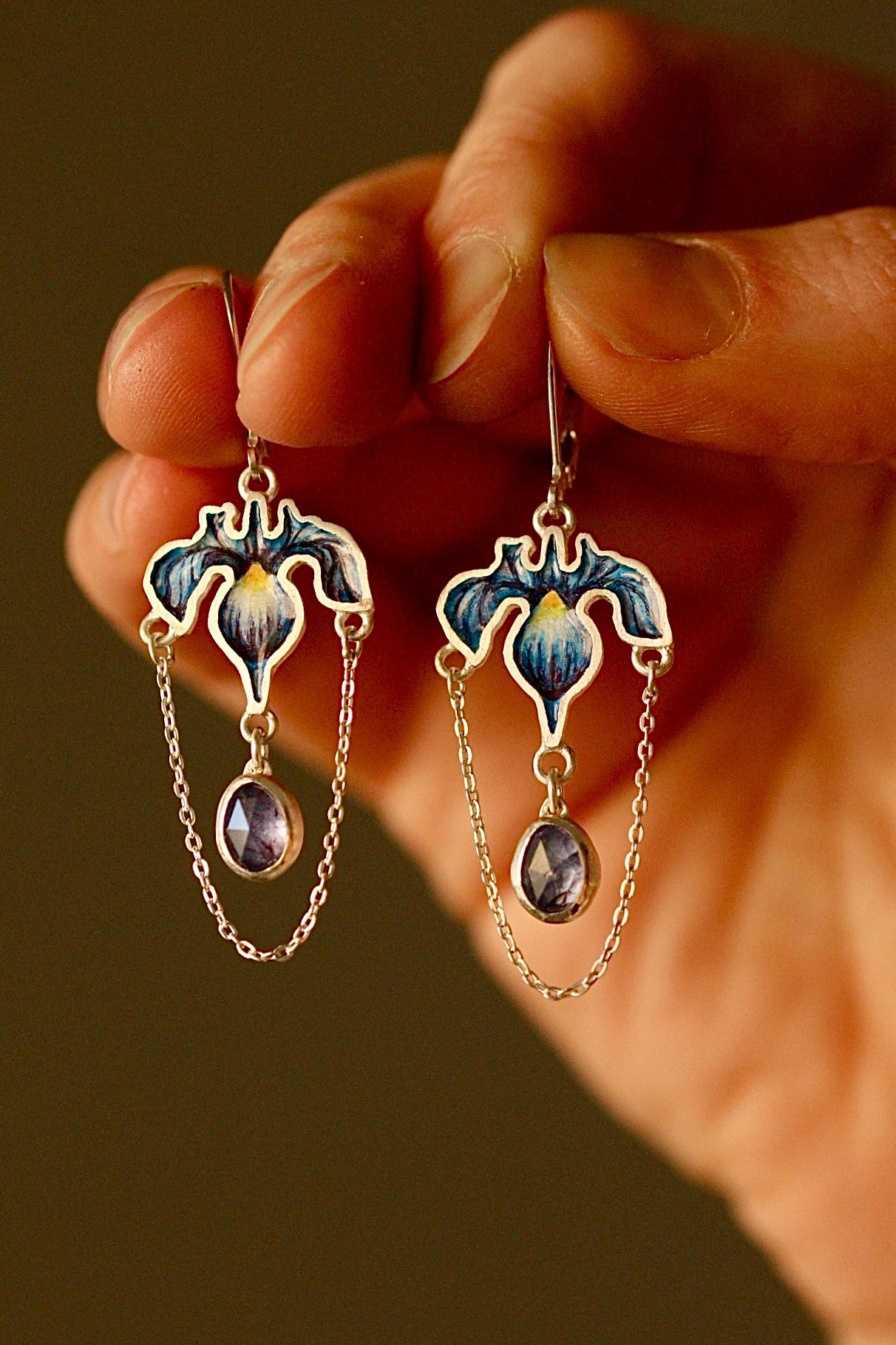Custom iris earrings in solid 14k gold- deposit for Taylor D.