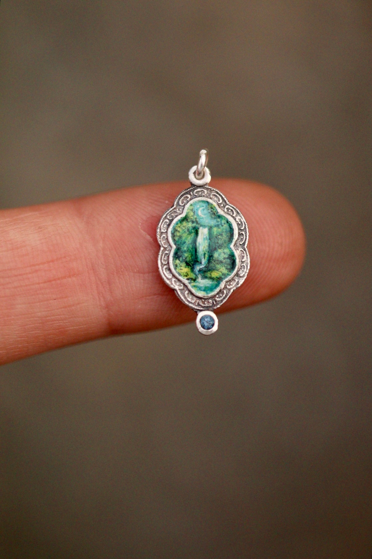 Moonlit waterfall portal pendant