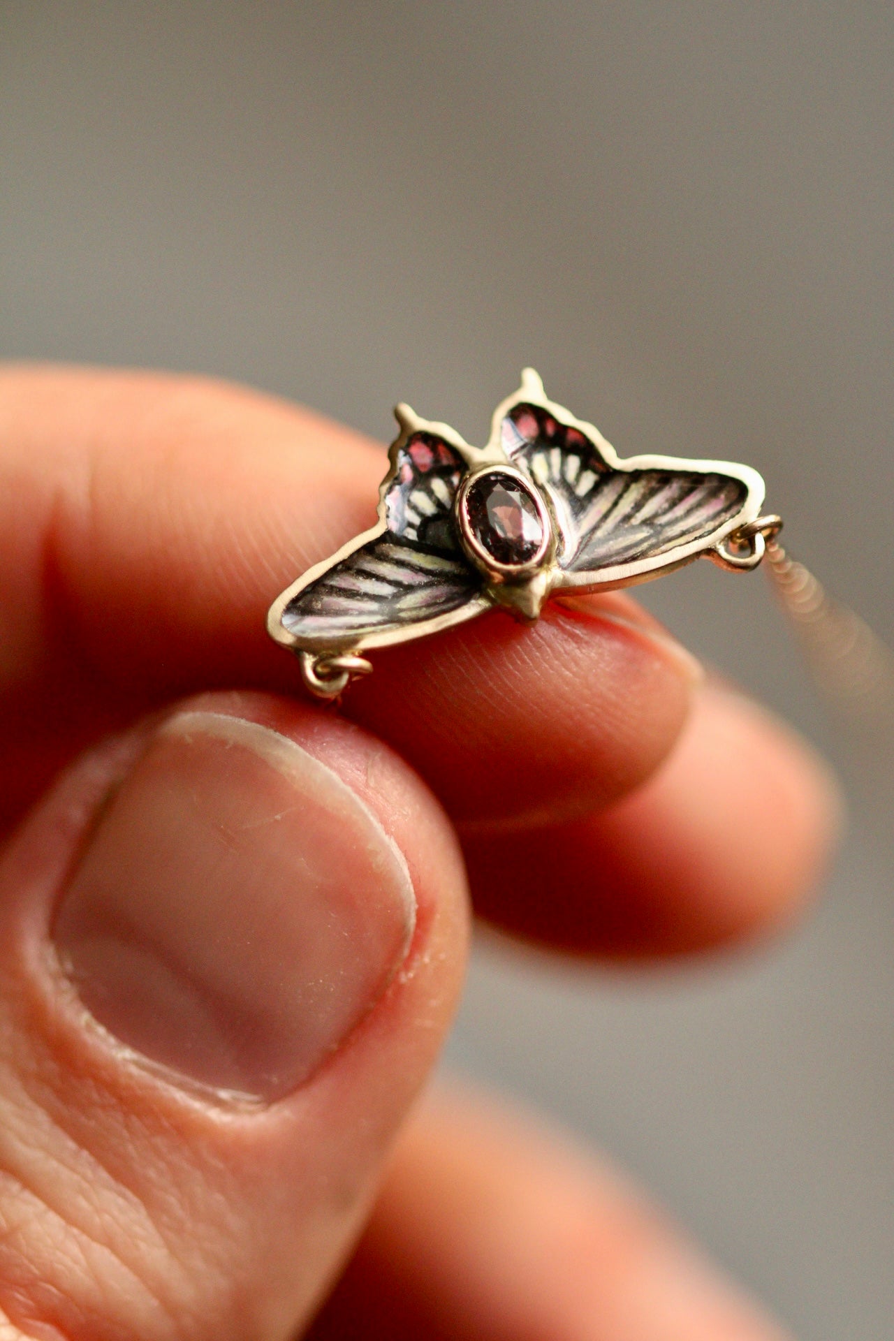 14k solid gold Malabar rose butterfly pendant