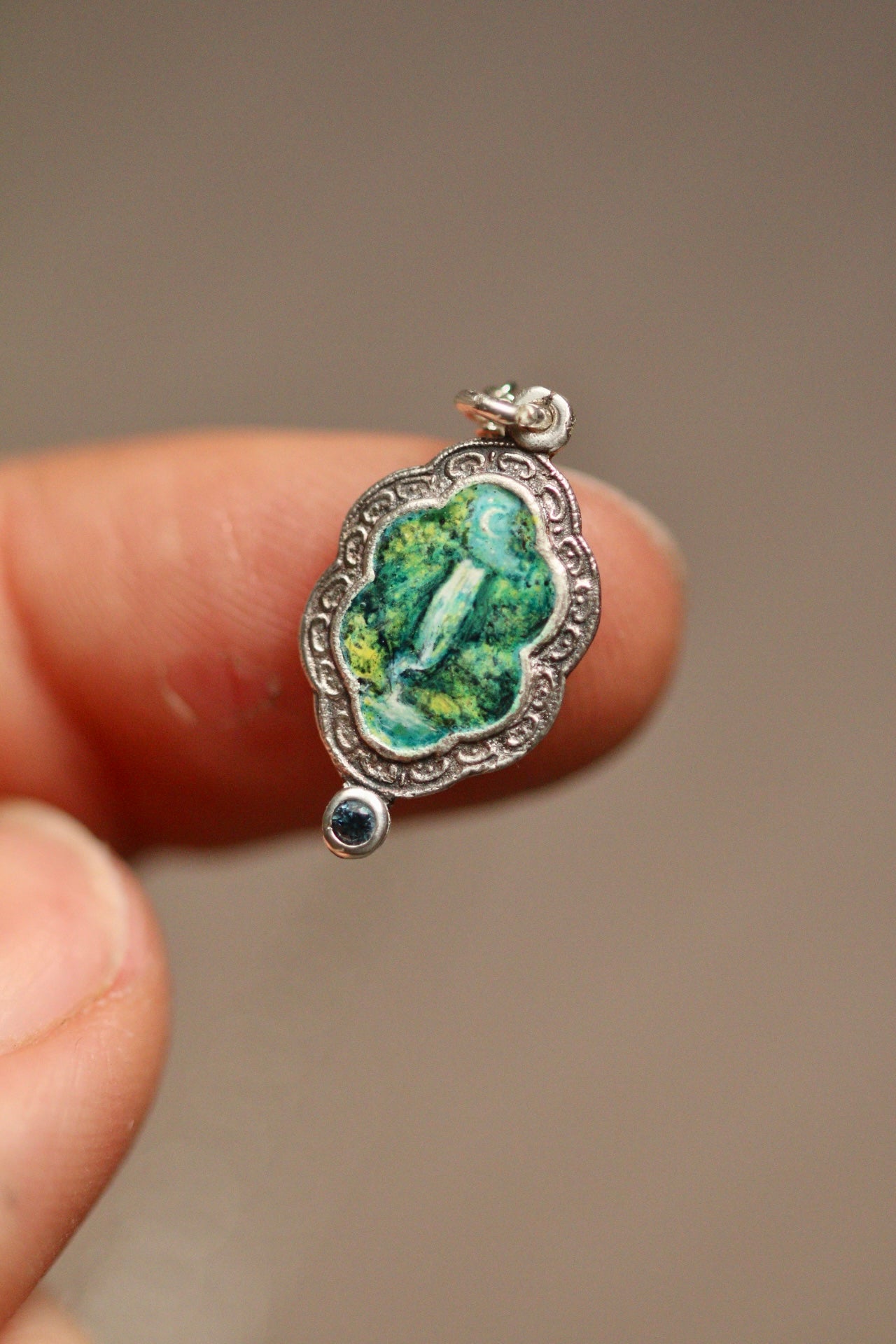 Moonlit waterfall portal pendant