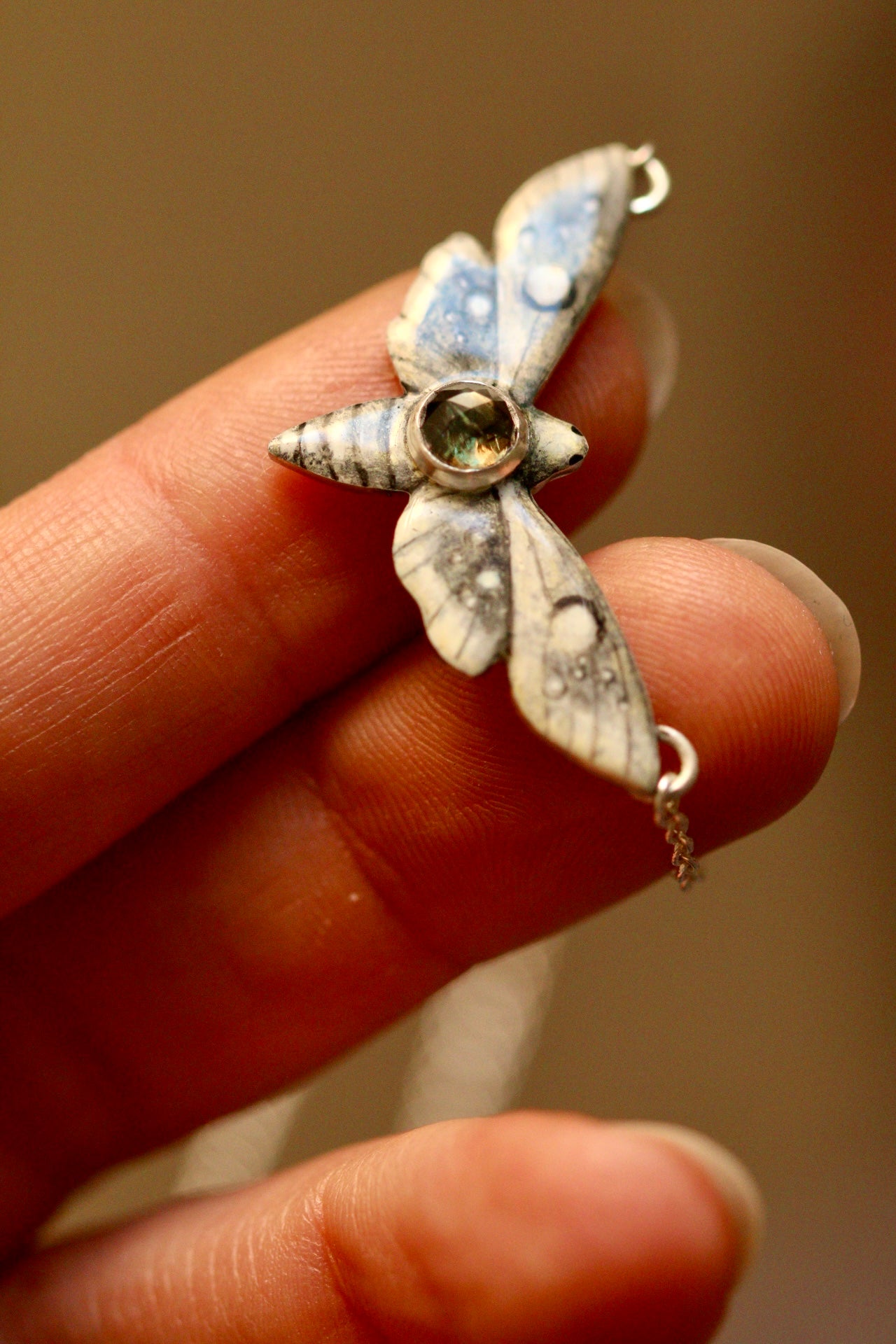 White moth pendant