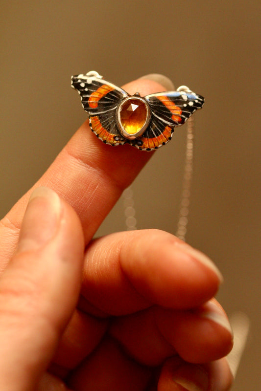 Red admiral butterfly pendant