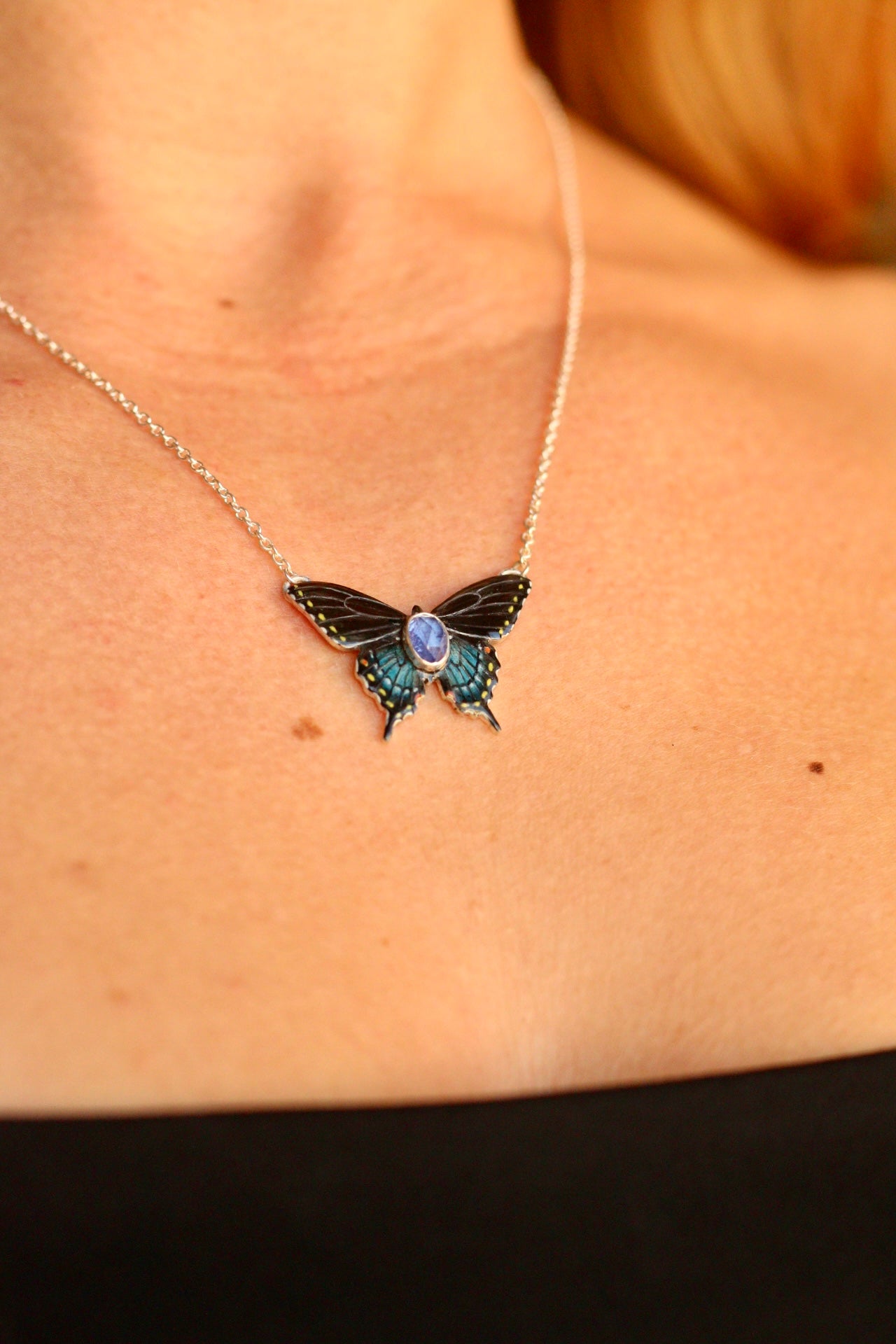 Black swallowtail pendant