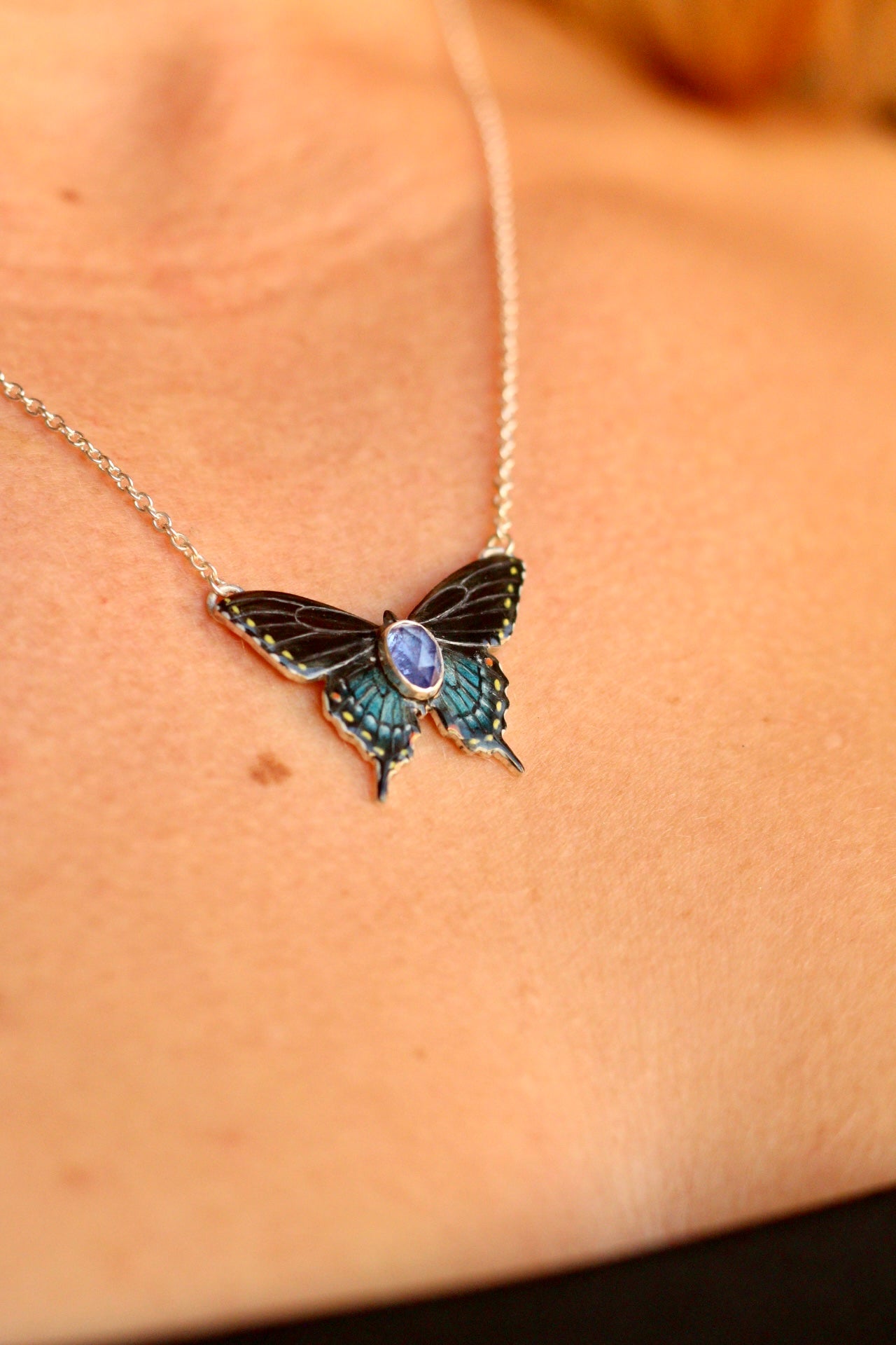 Black swallowtail pendant