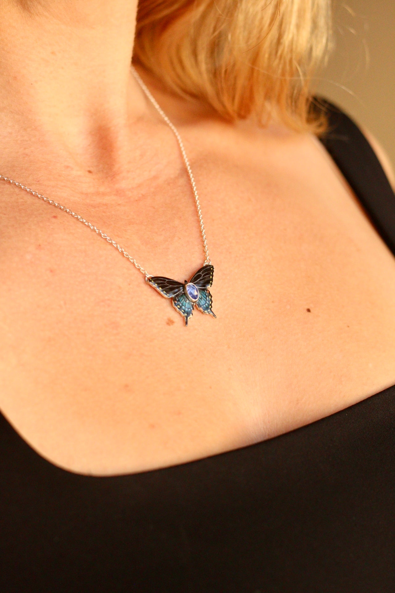 Black swallowtail pendant