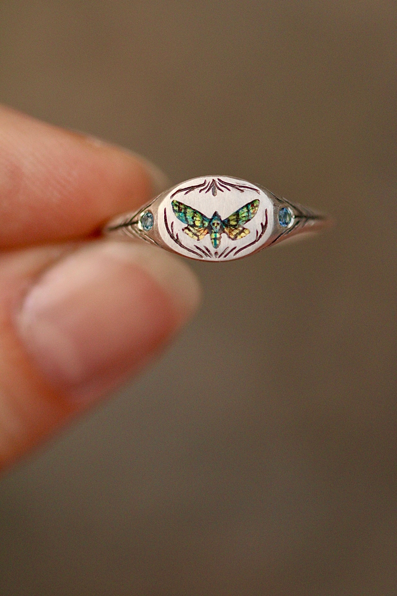 Enamel signet ring preorder